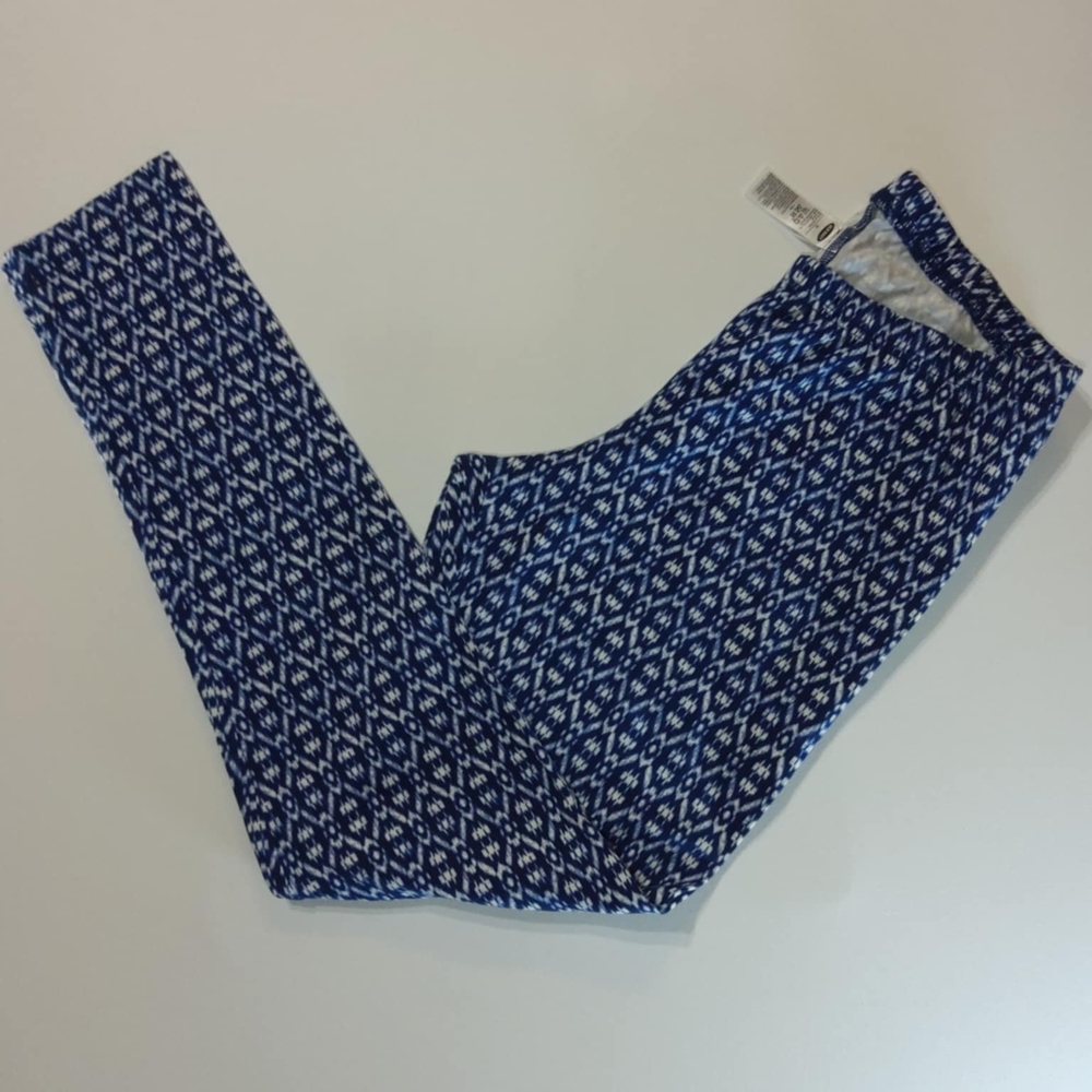 Old Navy‎ Womens Blue Patterned Leggings Sz Medium Gym Pants Exercise Athleisure